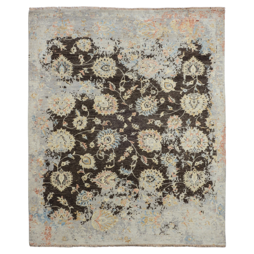 Saaj Traditional + Abstract Hand Knotted Black & Beige Carpet
