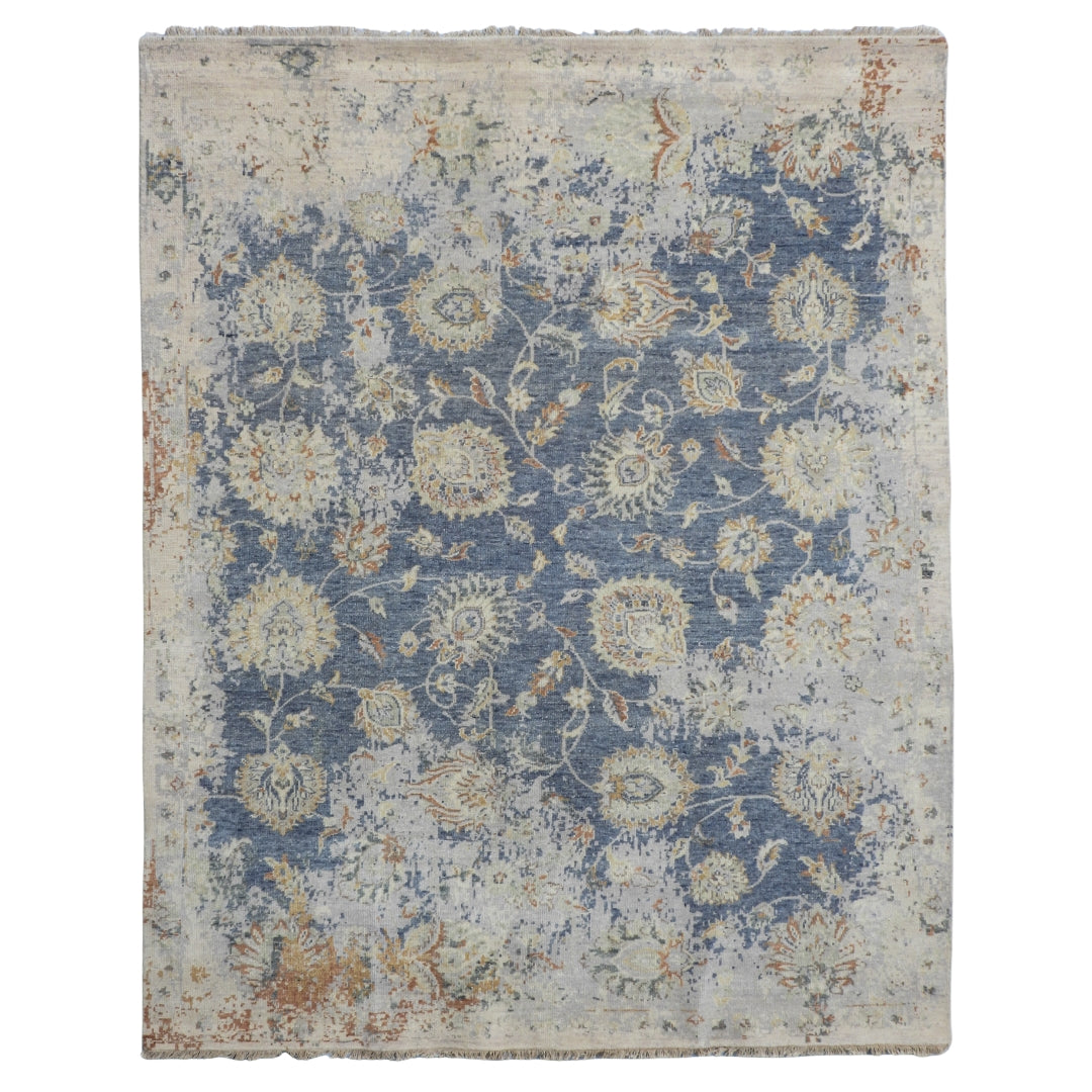 Saaj Traditional + Abstract Hand Knotted Multi Blue Carpet