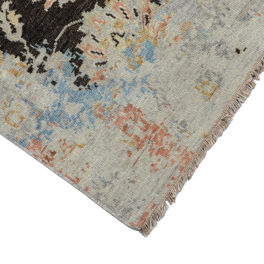 Saaj Traditional + Abstract Hand Knotted Black & Beige Carpet
