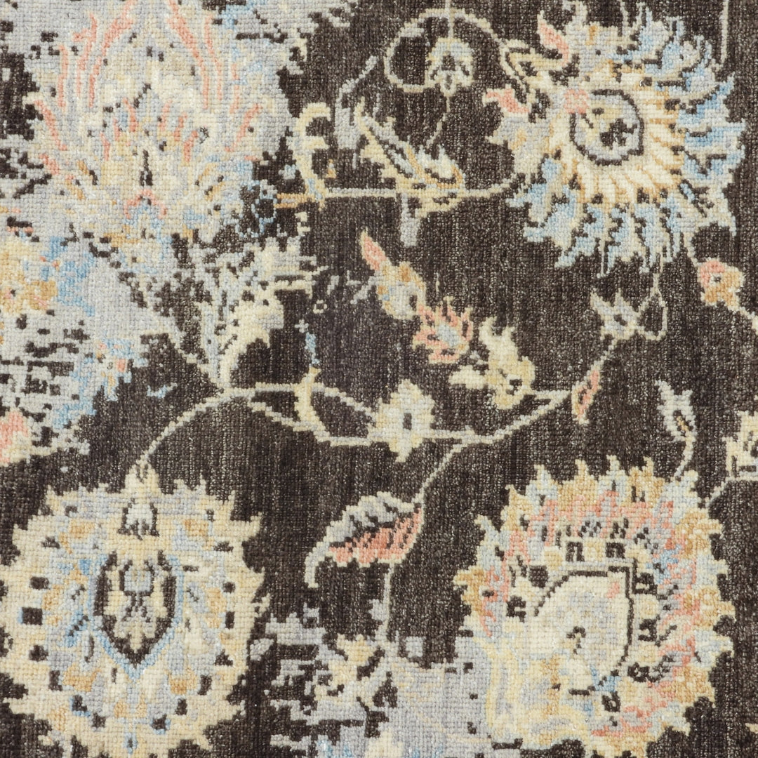 Saaj Traditional + Abstract Hand Knotted Black & Beige Carpet