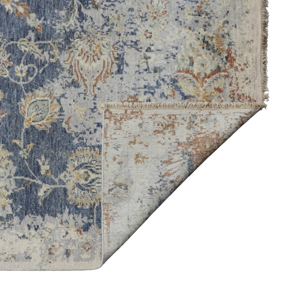 Saaj Traditional + Abstract Hand Knotted Multi Blue Carpet