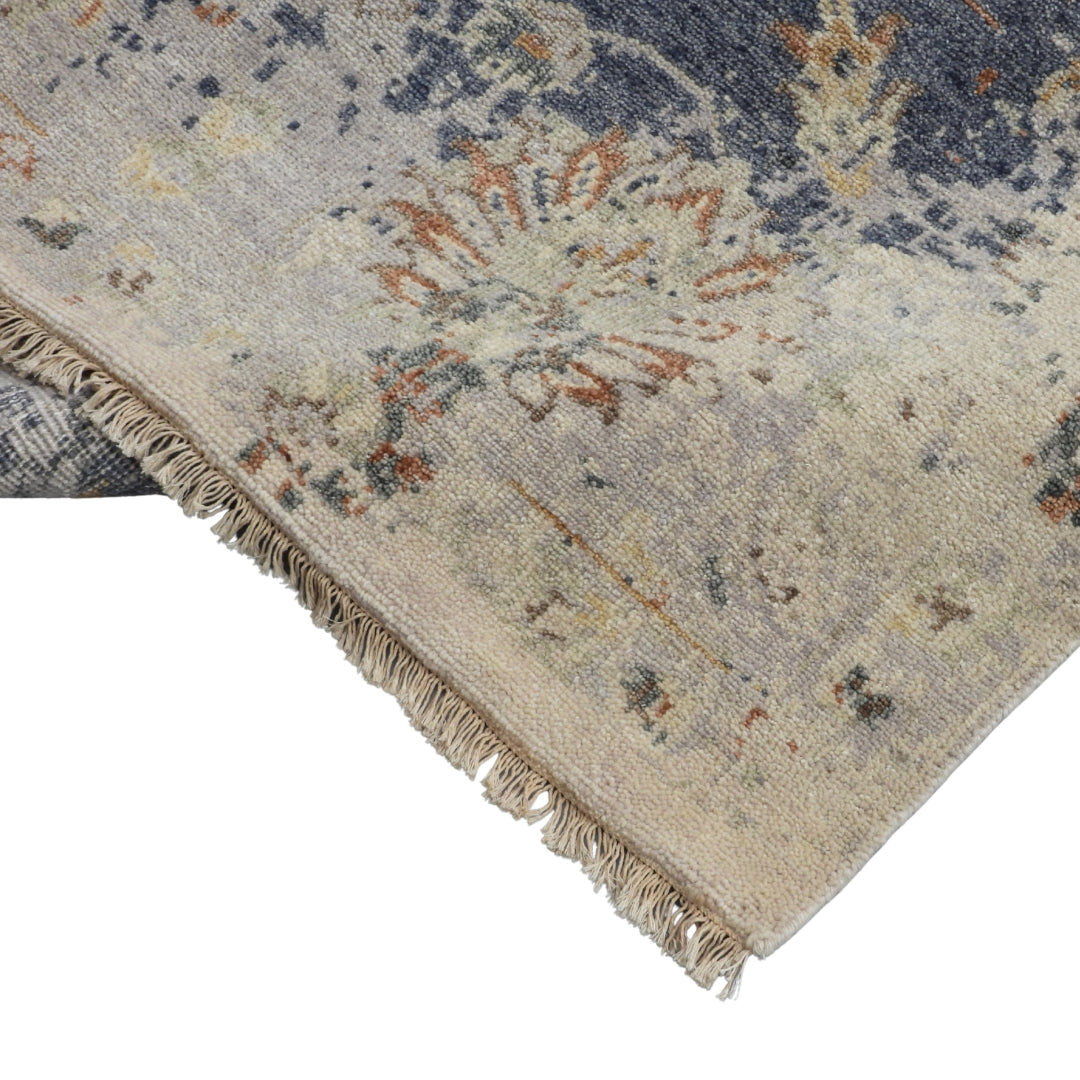 Saaj Traditional + Abstract Hand Knotted Multi Blue Carpet
