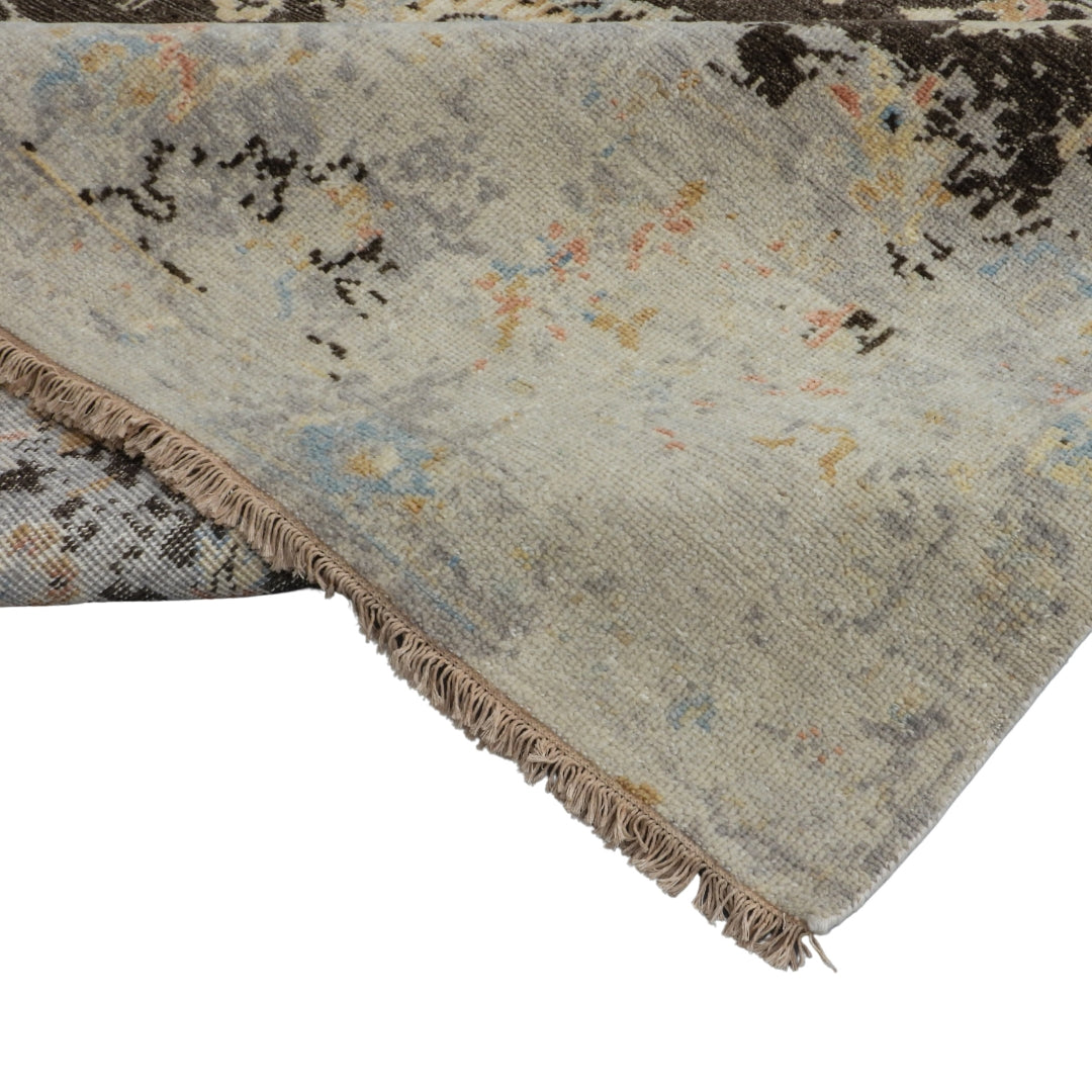 Saaj Traditional + Abstract Hand Knotted Black & Beige Carpet