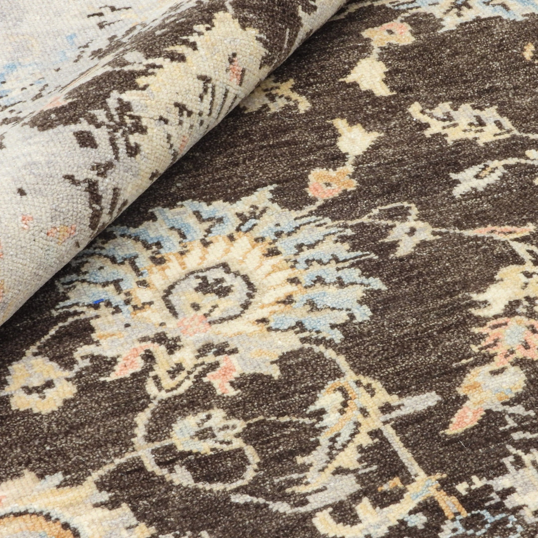 Saaj Traditional + Abstract Hand Knotted Black & Beige Carpet