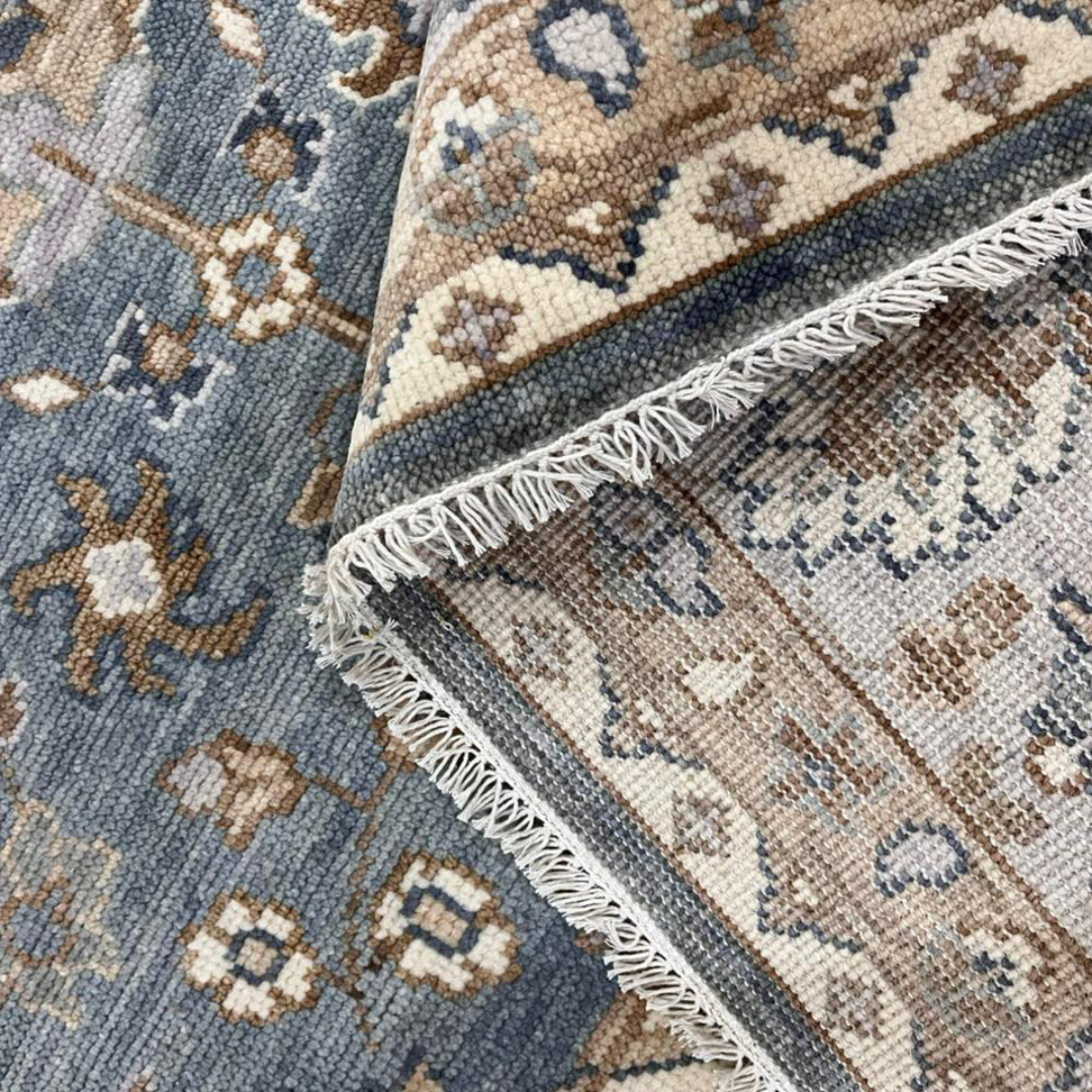 Viraaj _09 Hand-Knotted Traditional Sky Blue Vintage-Inspired Carpet