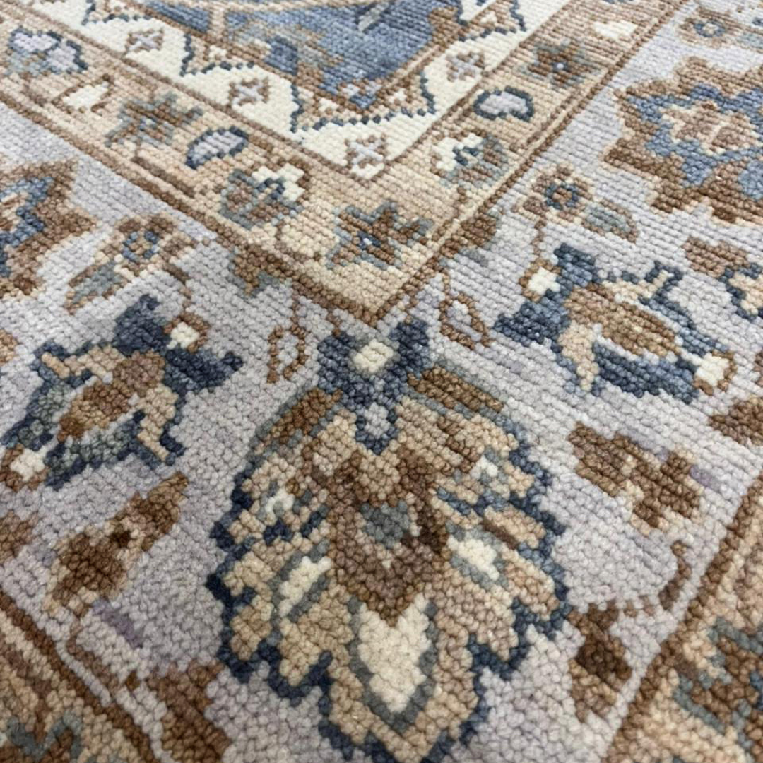 Viraaj _09 Hand-Knotted Traditional Sky Blue Vintage-Inspired Carpet