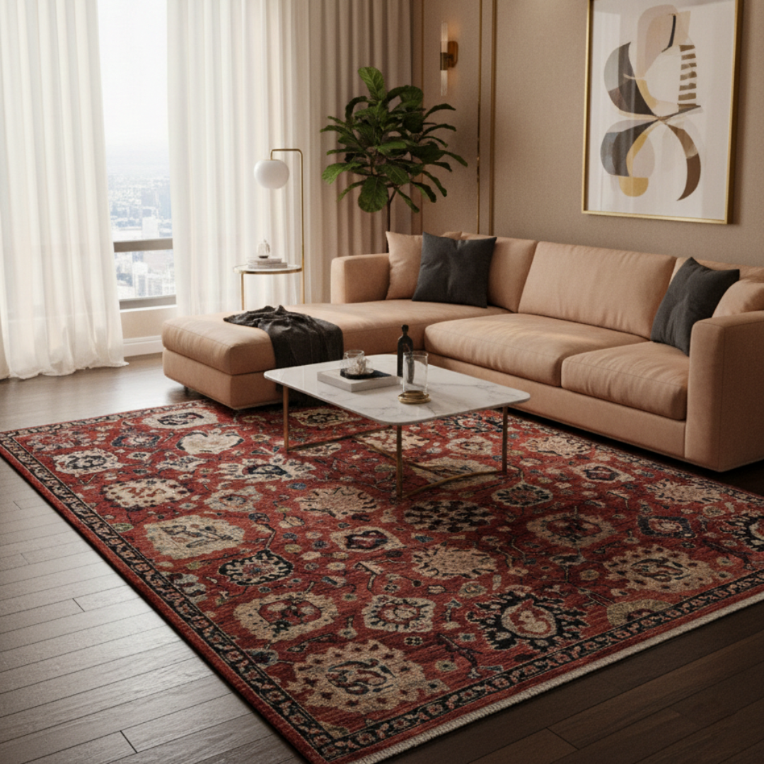 Viraaj_13 Hand-Knotted Tribal Warm Terracotta/Brown & Ivory Carpet