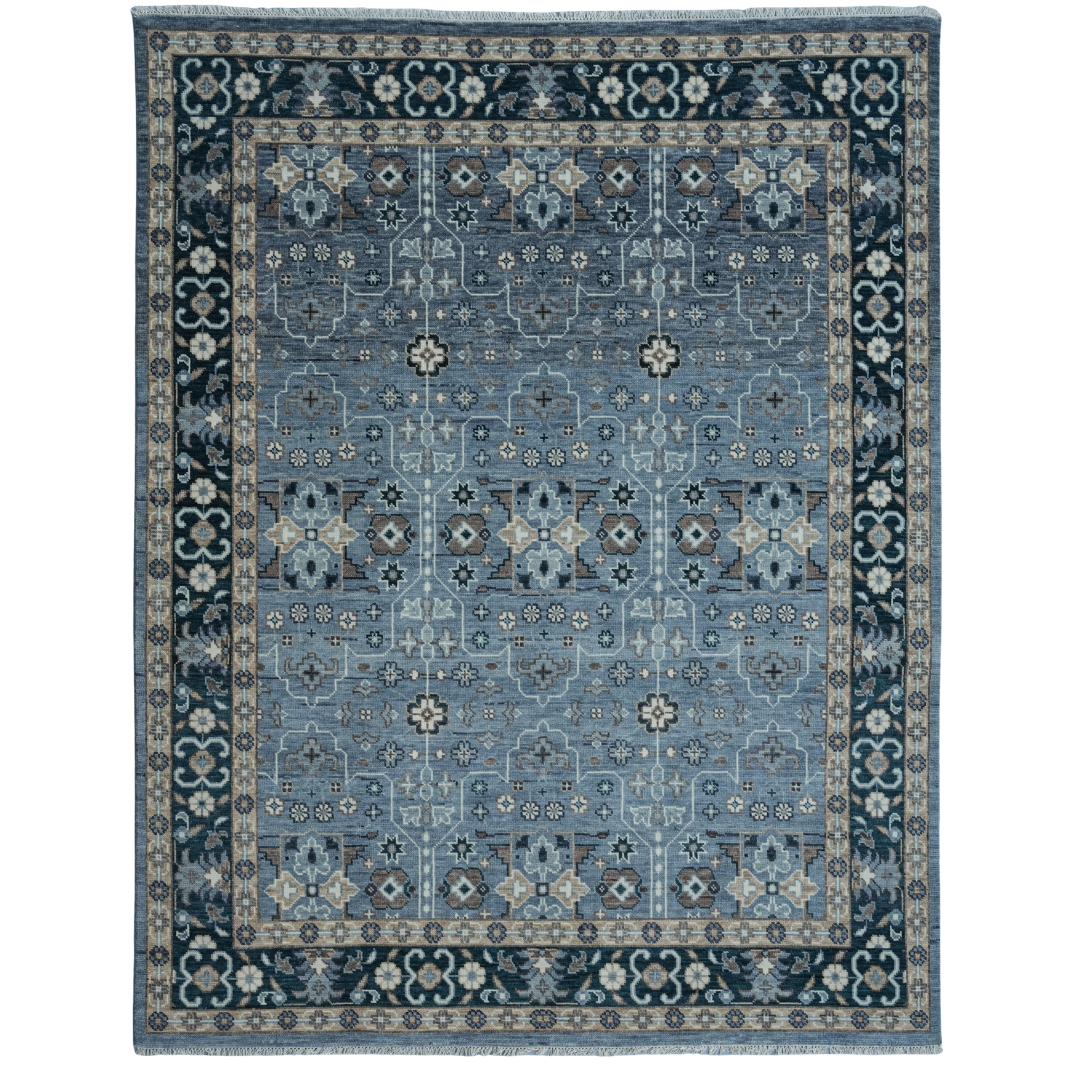 Viraaj_12 Heirloom Quality Hand-Knotted Muted Blue & Teal Carpet