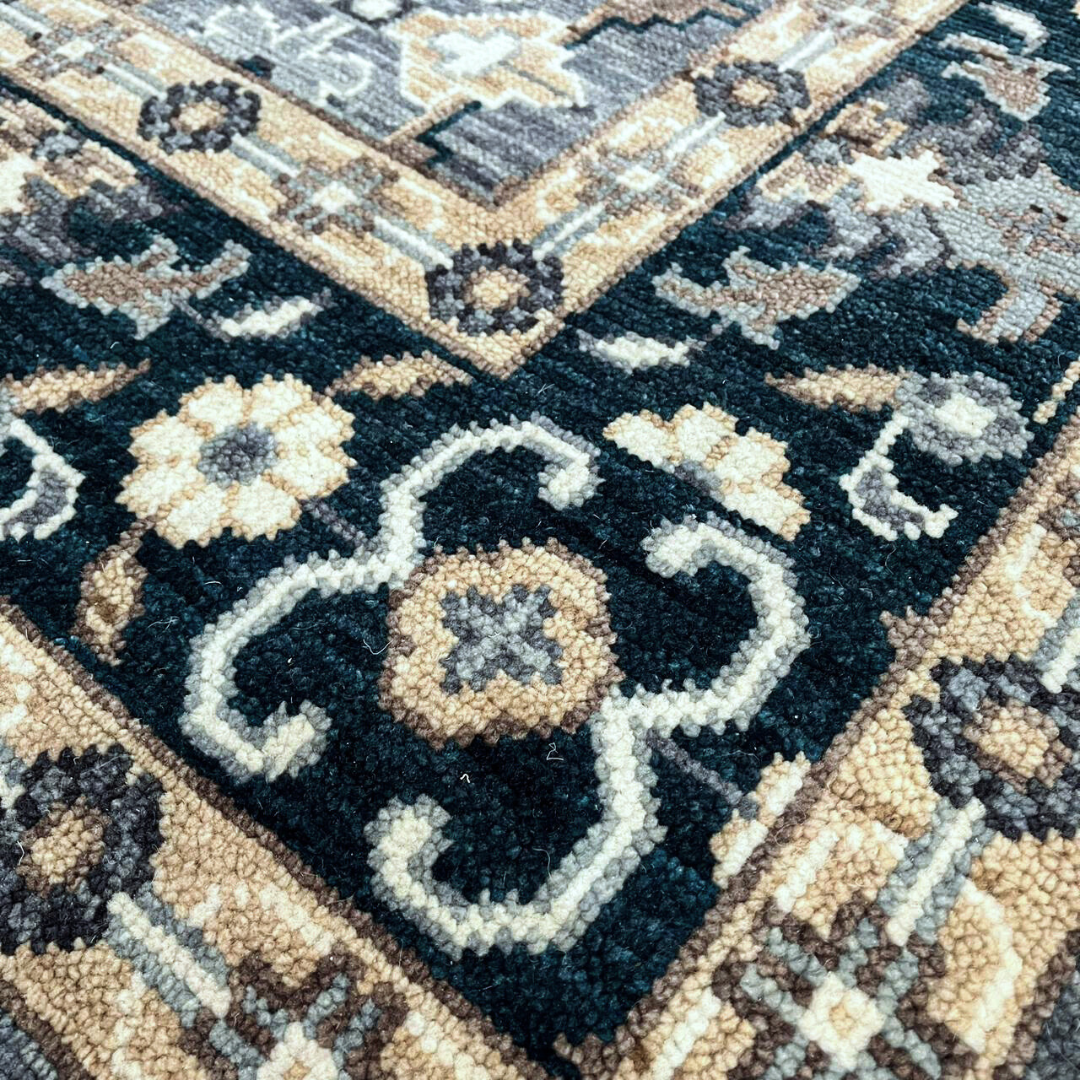 Viraaj_12 Heirloom Quality Hand-Knotted Muted Blue & Teal Carpet