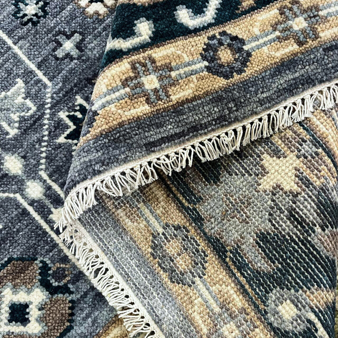 Viraaj_12 Heirloom Quality Hand-Knotted Muted Blue & Teal Carpet