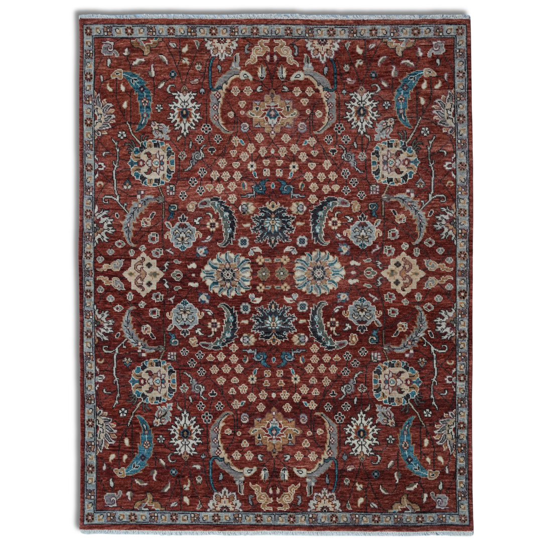 Viraaj_10 Hand-Knotted Deep Brown Floral Carpet