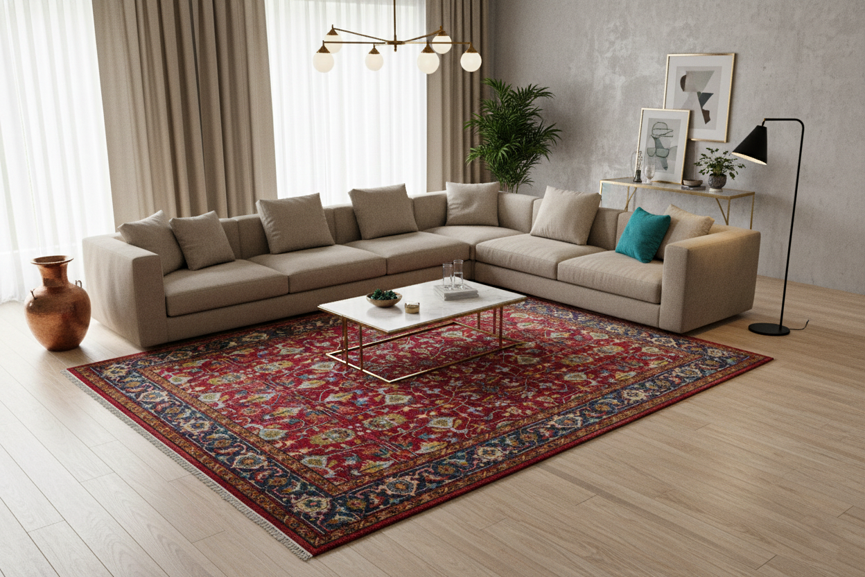 Viraaj_08 Classic Red & Blue Hand Knotted Carpet