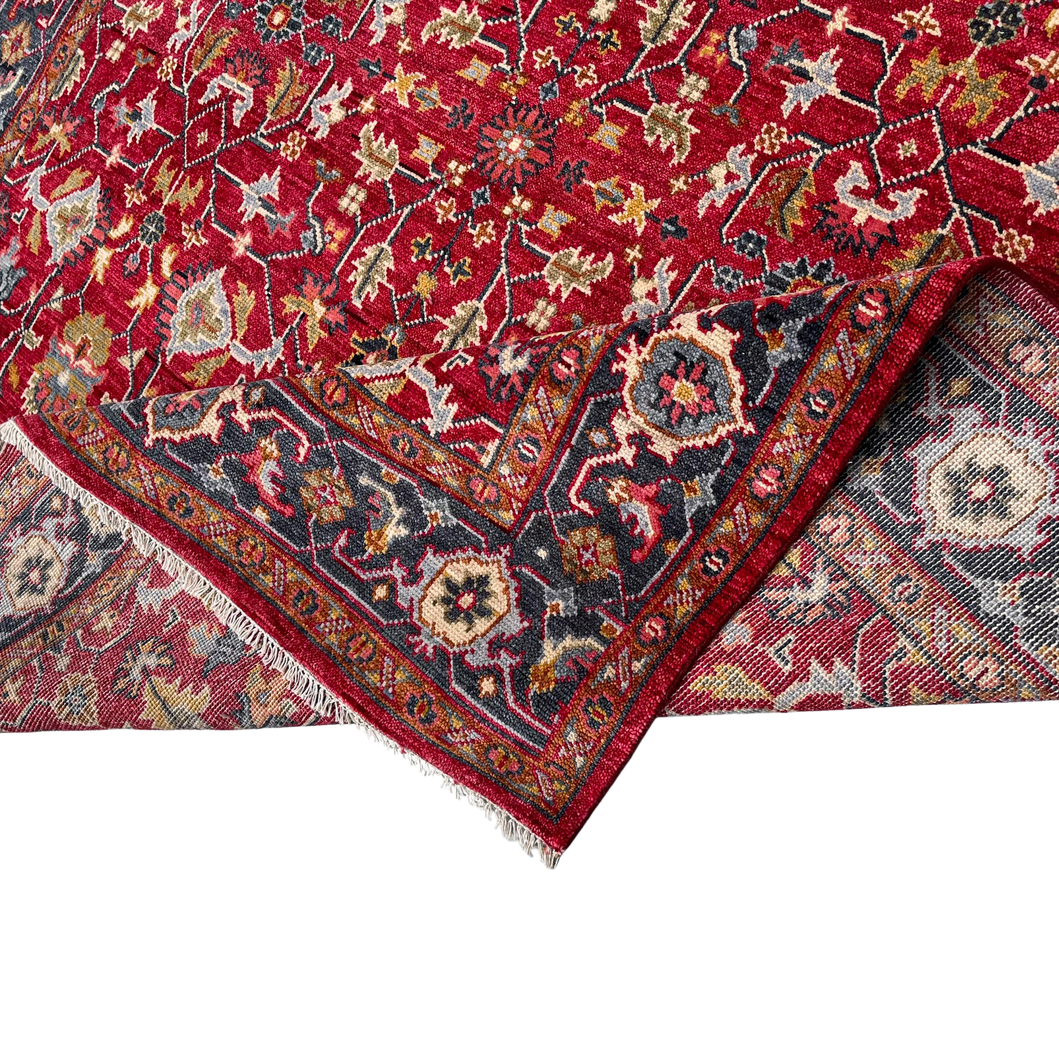 Viraaj_08 Classic Red & Blue Hand Knotted Carpet