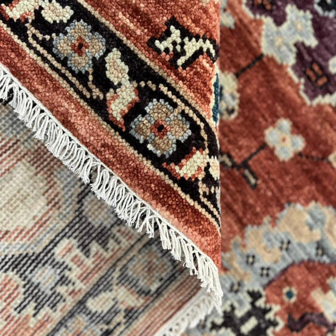 Viraaj_13 Hand-Knotted Tribal  Warm Terracotta/Brown & Ivory Carpet