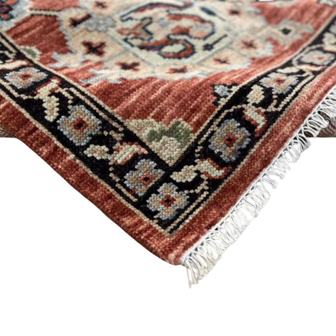 Viraaj_13 Hand-Knotted Tribal  Warm Terracotta/Brown & Ivory Carpet